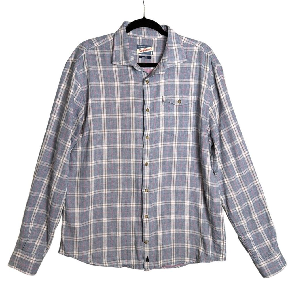 Johnnie-O Surf Flannel Rascal Shirt Men’s Large Laguna Blue Plaid Button Up - Picture 2 of 11